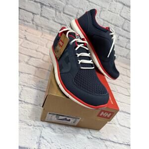 NEW NIB Men’s Helly Hansen Ahiga V4 boat shoes Red white Navy Blue Size 11